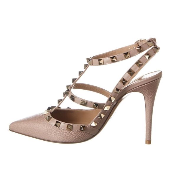 Valentino Rockstud Caged/Dust Bag Grainy Leather Pump in Powder 38.5 $1190 - Picture 5 of 9